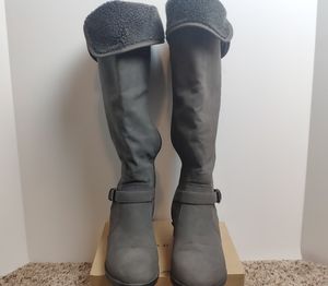Leila Stone Grey Matte Knee High Boots